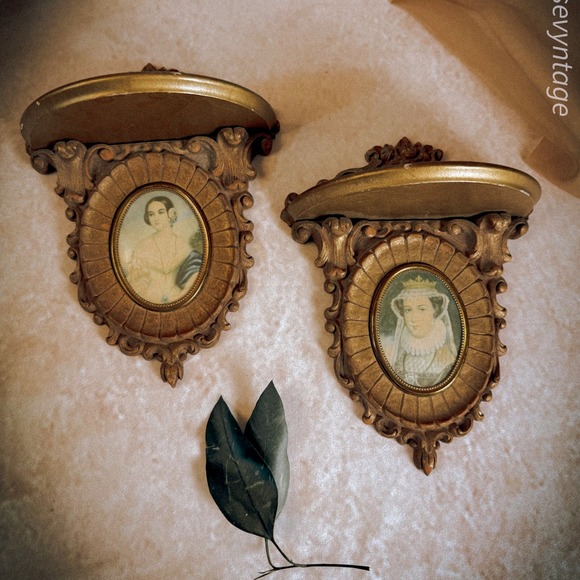 Gilt Gold Cameo Creations Wall Shelves - Picture 1 of 6